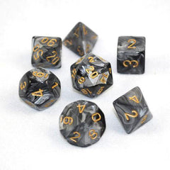 Chessex Dice Sets: Black/Gold Lustrous Polyhedral 7-Die Set-1