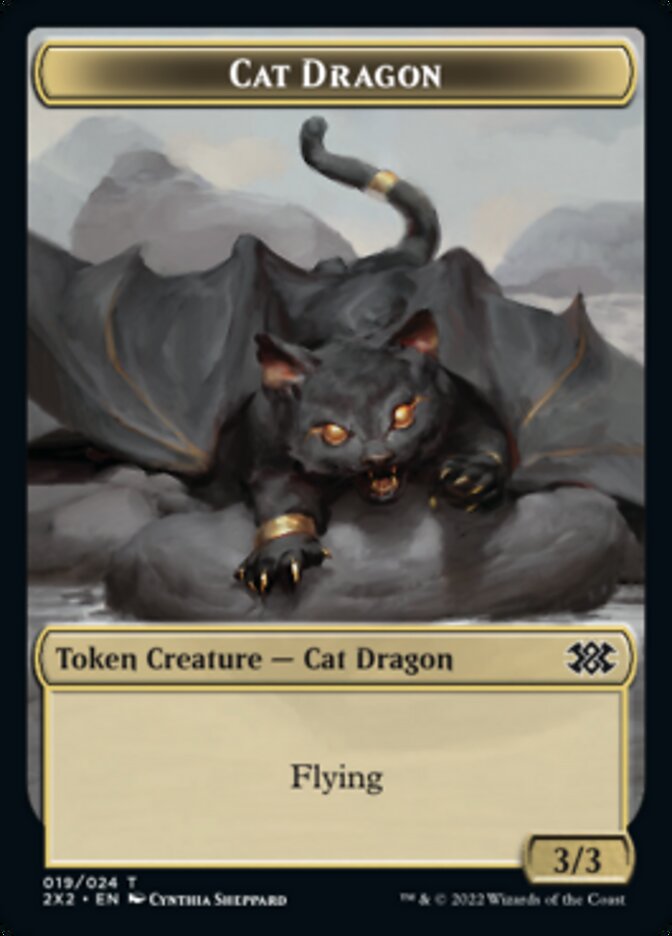 Cat Dragon // Soldier Double-Sided Token [Double Masters 2022 Tokens]-1
