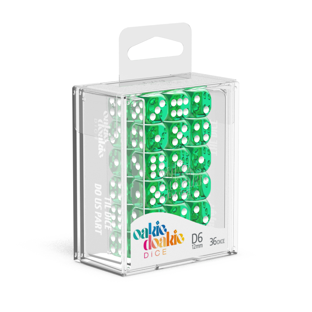 Oakie Doakie Dice D6 12 mm Translucent - Green (36)-1
