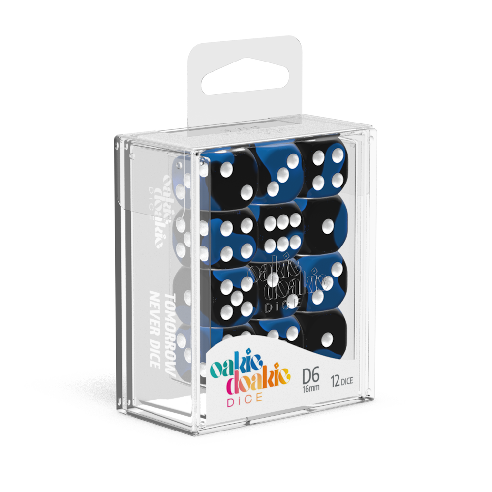 Oakie Doakie Dice D6 16 mm Glow in the Dark - Deep Ocean (12)-1