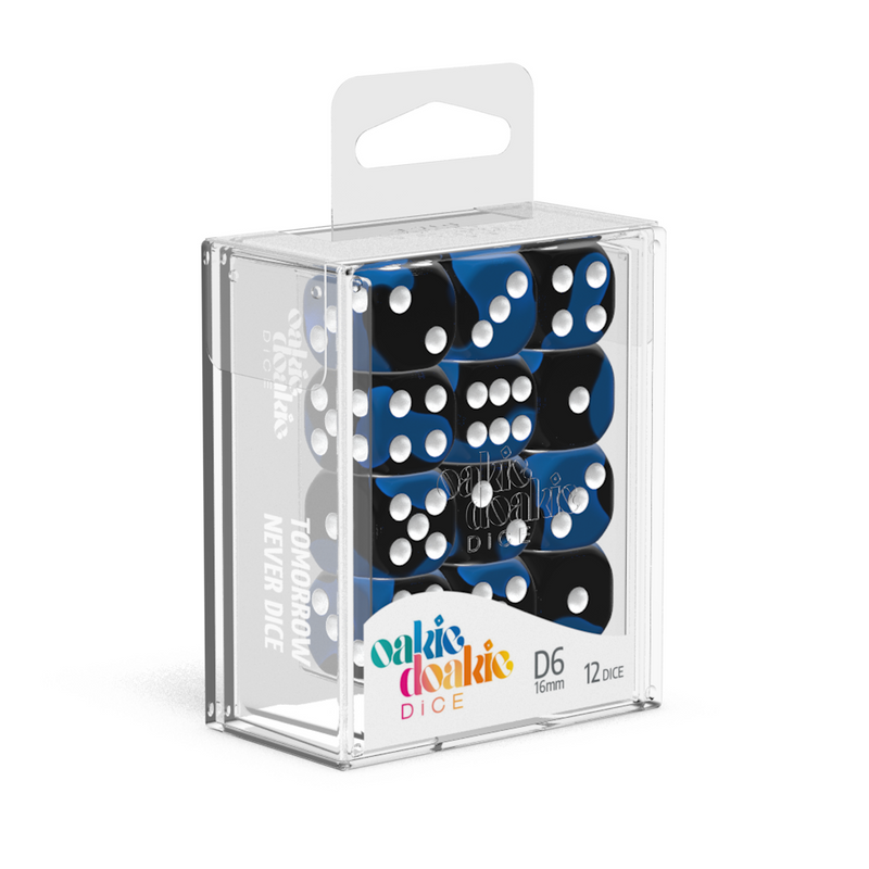 Oakie Doakie Dice D6 16 mm Glow in the Dark - Deep Ocean (12)-1