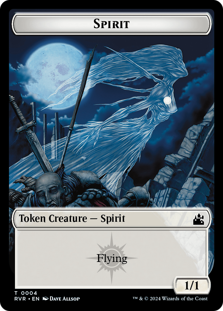 Elf Knight // Spirit (0004) Double-Sided Token [Ravnica Remastered Tokens]-2