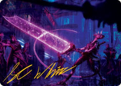 Enormous Energy Blade Art Card (Gold-Stamped Signature) [Kamigawa: Neon Dynasty Art Series]-1