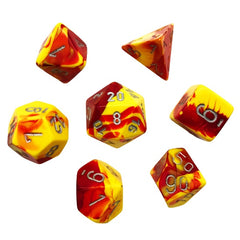 Chessex Dice Sets: Gemini Red Yellow/Silver Polyhedral 7-Die Set-1