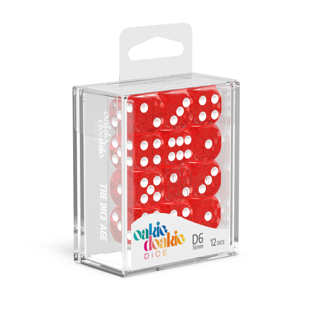 Oakie Doakie Dice D6 16 mm Speckled - Red (12)-1