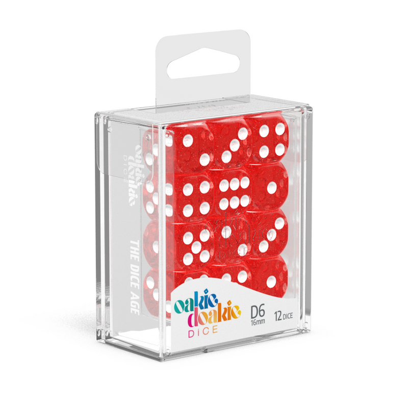 Oakie Doakie Dice D6 16 mm Speckled - Red (12)-1