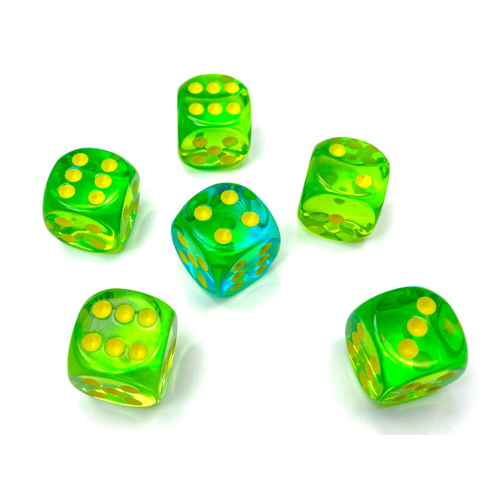 CHX 26666 Gemini 16mm D6 Translucent Green-Teal/Gold Block (12)