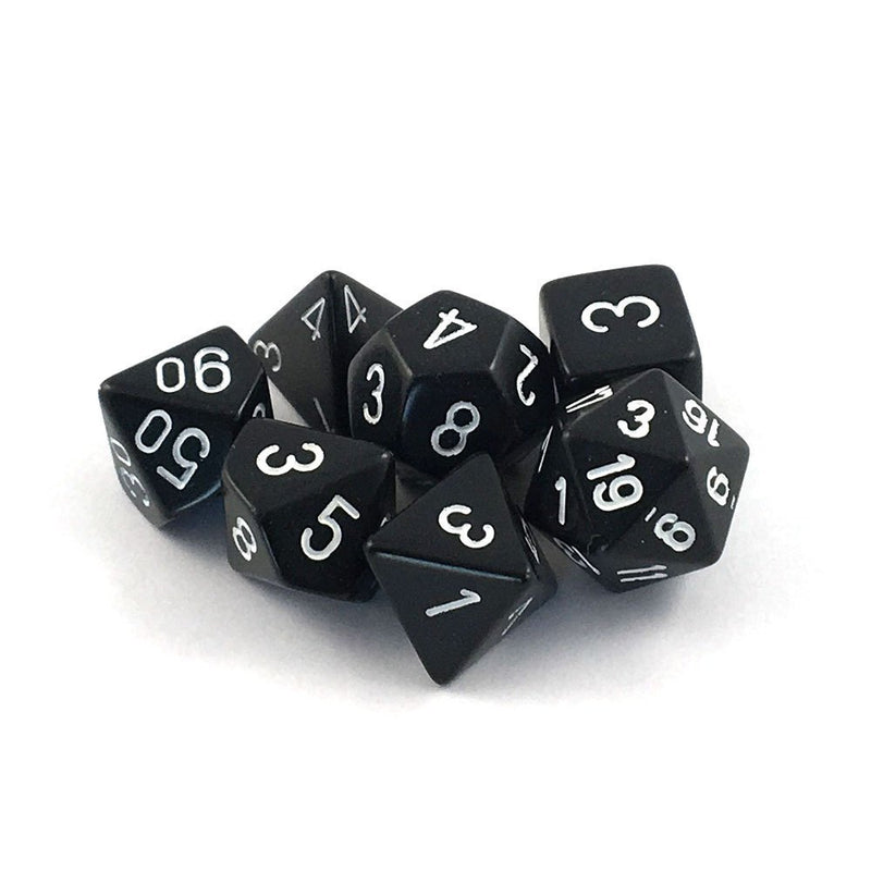 CHX 25408 Opaque Polyhedral Black/white 7-Die Set-1