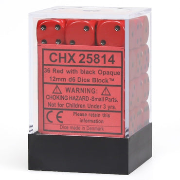 CHX 25814 Opaque 12mm d6 Red/Black Block (36)