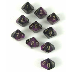 CHX 26240 Gemini Polyhedral Black-Purple/Gold Set of Ten d10s-1
