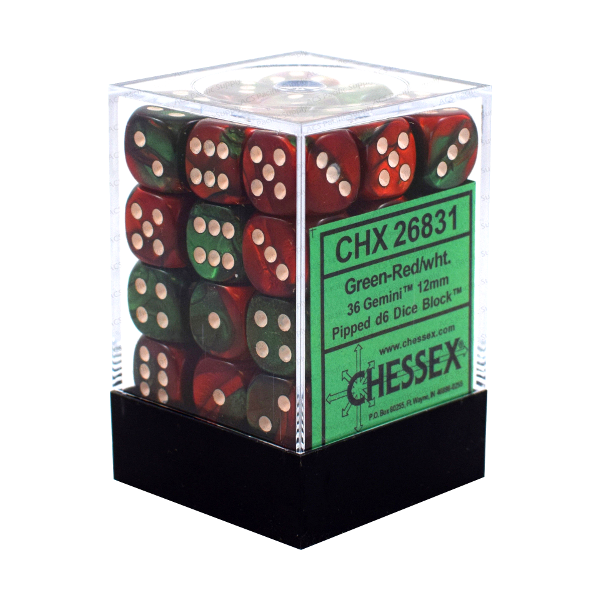 CHX 26831 Gemini 12mm d6 Green-Red/White Block (36)-1