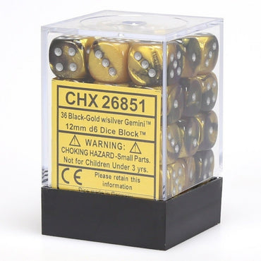 CHX 26851 Gemini 12mm d6 Black Gold/Silver Block (36)