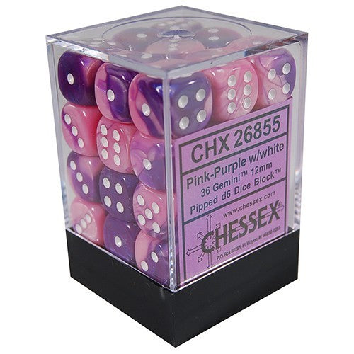 CHX 26855 Gemini 12mm d6 Pink Purple/White Block (36)-1