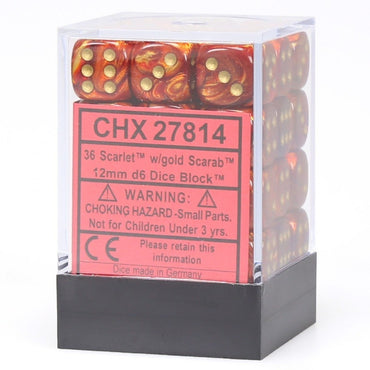 CHX 27814 Scarab 12mm d6 Scarlet/Gold Block (36)