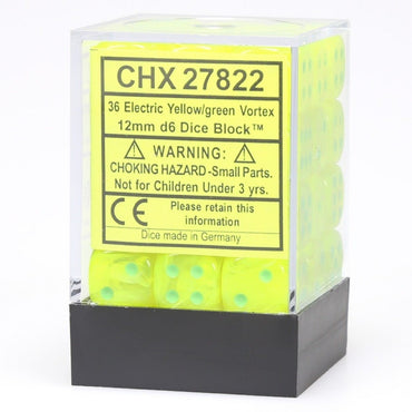 CHX 27822 Vortex 12mm d6 Electric Yellow/White Block (36)