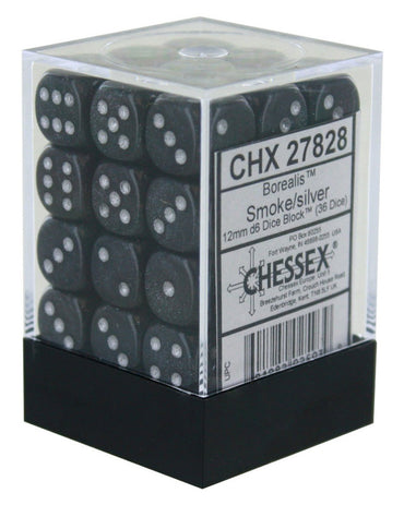 CHX 27828 Borealis #2 12mm d6 Smoke/Silver Block (36)