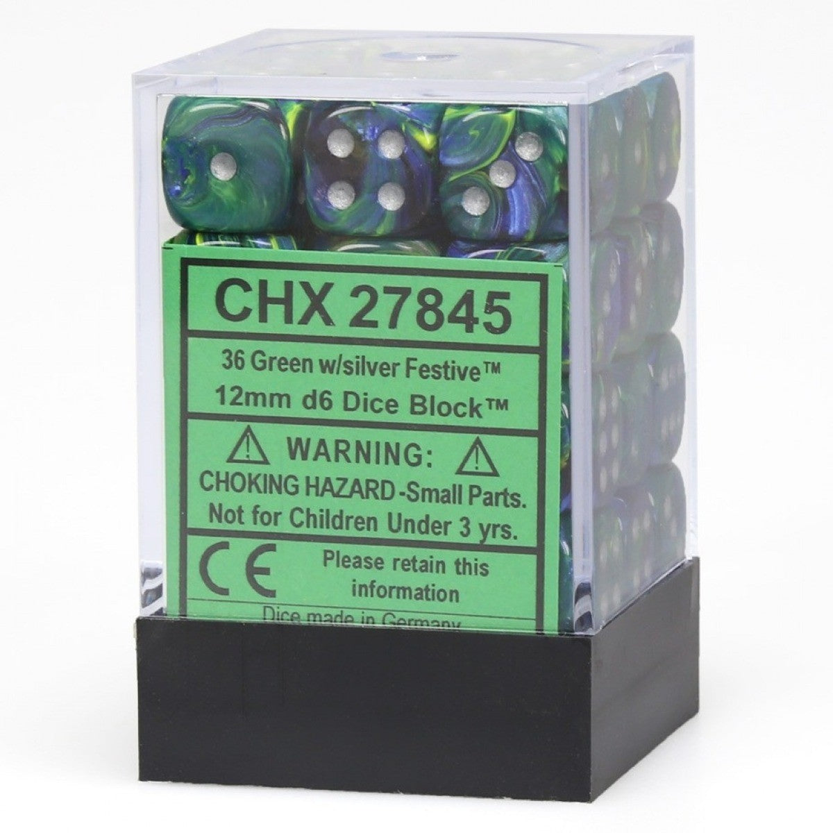 CHX 27845 Festive 12mm d6 Green/Silver Block (36)-1