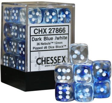 CHX 27866 Nebula 12mm d6 Dark Blue/White Block (36)