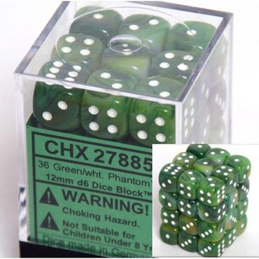 CHX 27885 Phantom 12mm d6 Green/White Block (36)