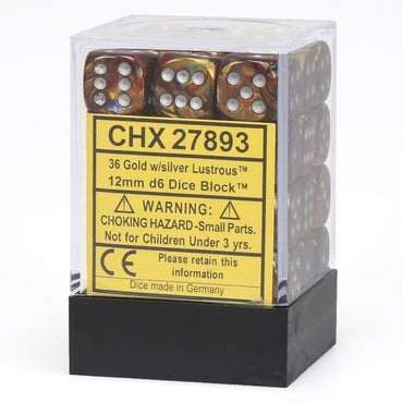 CHX 27893 Lustrous 12mm d6 Gold/Silver Block (36)