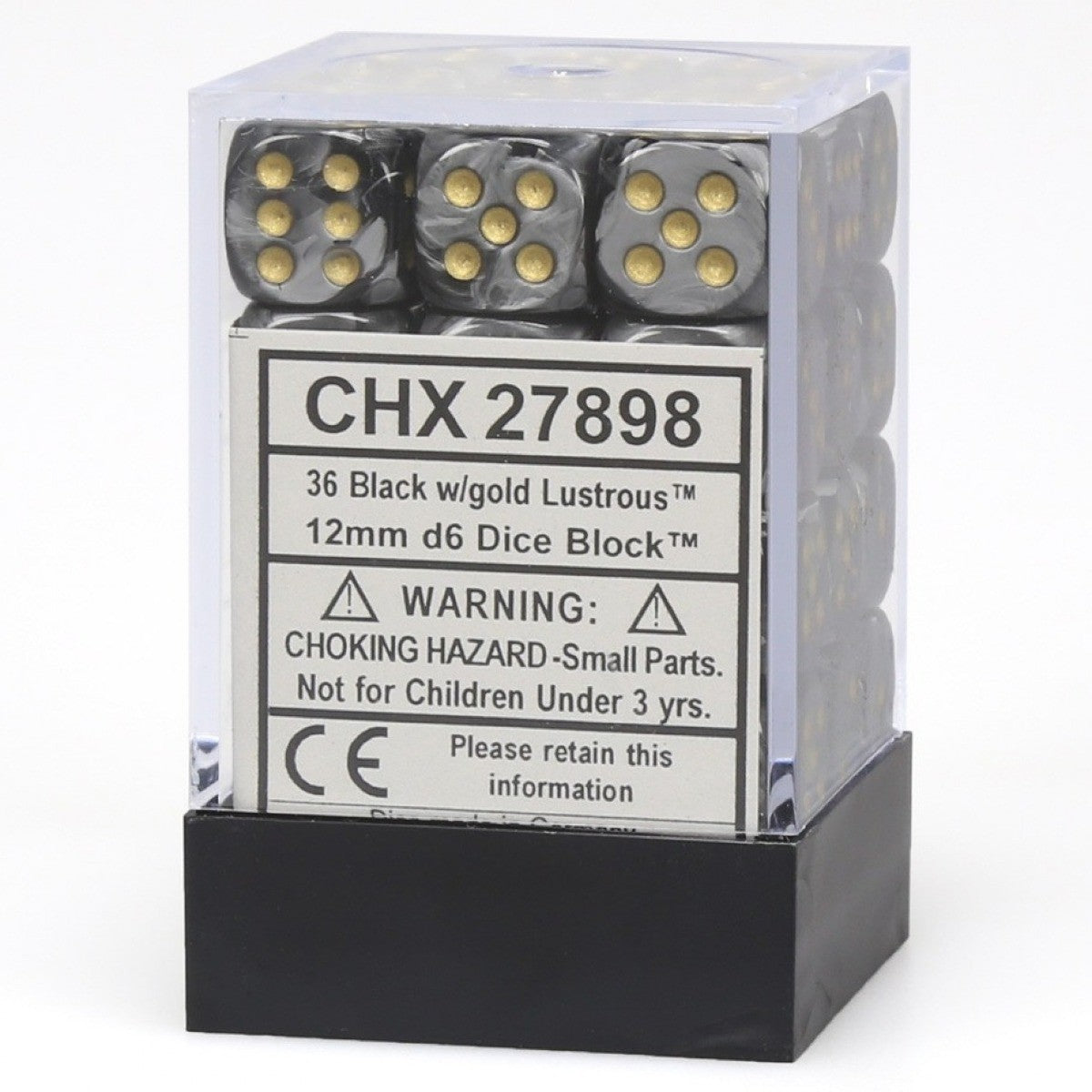 CHX 27898 Lustrous 12mm d6 Black/Gold Block (36)-1