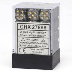 CHX 27898 Lustrous 12mm d6 Black/Gold Block (36)-1
