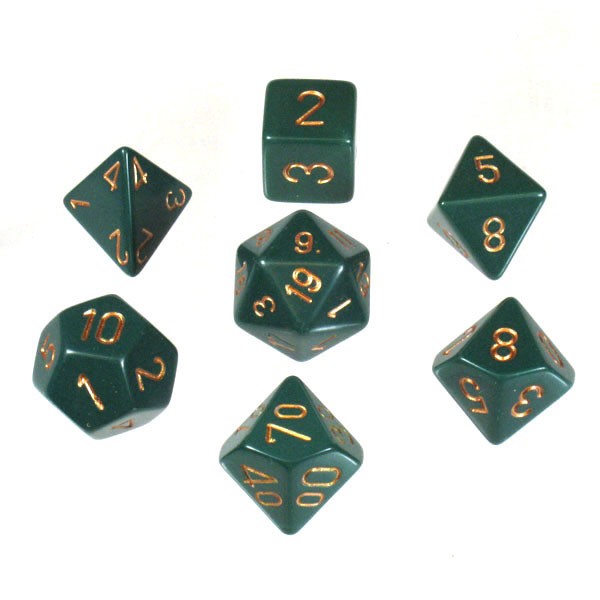 CHX 25415 Opaque Polyhedral Dusty Green/Copper 7-Die Set-1