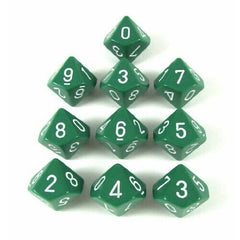 CHX 26205 Opaque Green/White Set of Ten d10s-1