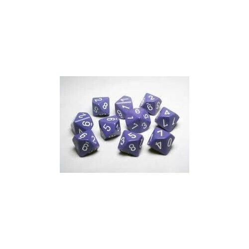 CHX 26207 Opaque Purple/White Set of Ten d10s-1
