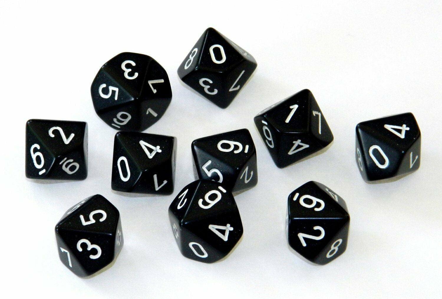 CHX 26208 Opaque Black/White Set of Ten d10s-1