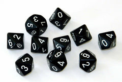 CHX 26208 Opaque Black/White Set of Ten d10s-1