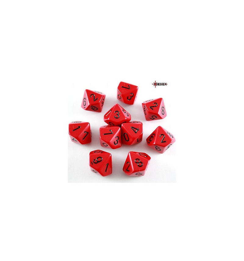 CHX 26214 Opaque Red/Black Set of Ten d10s-1