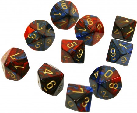 CHX 26229 Gemini Polyhedral Blue-Red/Gold Set of Ten d10s-1