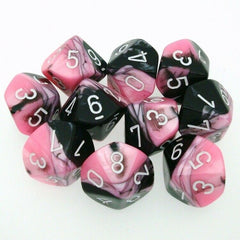 CHX 26230 Gemini Polyhedral Black-Pink/White Set of Ten d10s-1