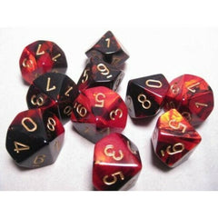 CHX 26233 Gemini Polyhedral Black-Red/Gold Set of Ten d10s-1