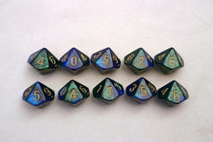 CHX 26236 Gemini Polyhedral Blue-Green/Gold Set of Ten d10s-1
