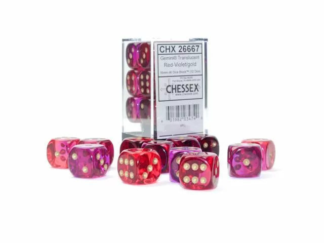 CHX 26667 Gemini 16mm d6 Translucent Red-Violet/Gold Block (12)-1