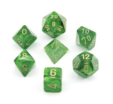 Chessex 27435 Vortex Green/gold Polyhedral 7-Die Set