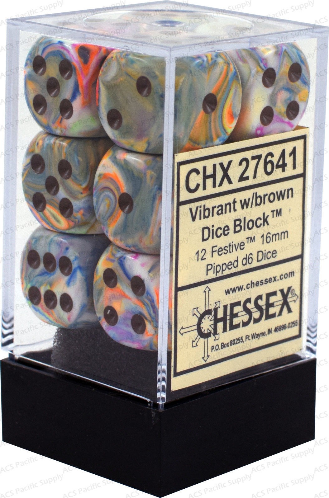 CHX 27641 Festive 16mm d6 Vibrant/Brown Block (12)-1