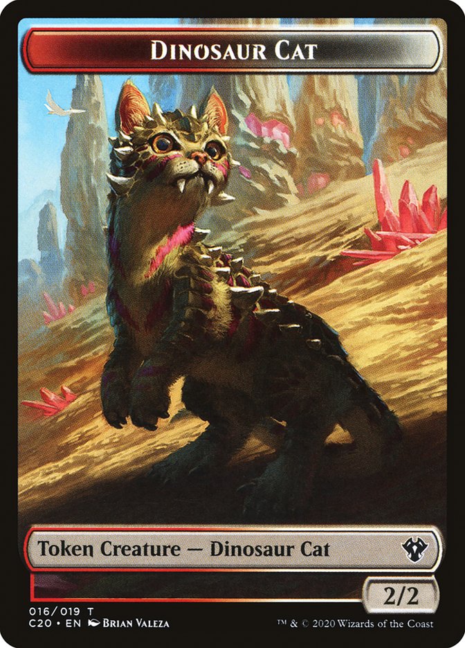 Bird // Dinosaur Cat Double-Sided Token [Commander 2020 Tokens]-2