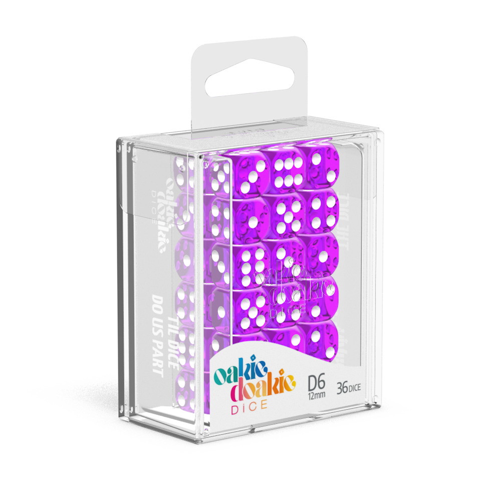 Oakie Doakie Dice D6 12 mm Translucent - Purple (36)-1