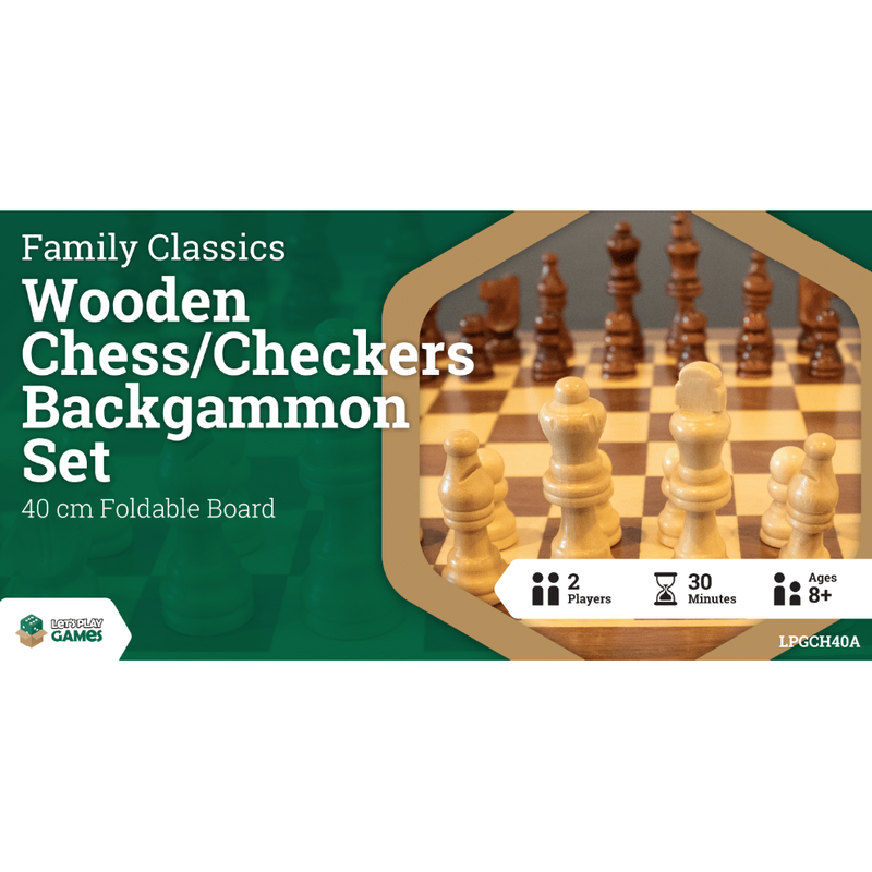 LPG Wooden Folding Chess/Checkers/Backgammon Set 40cm-1