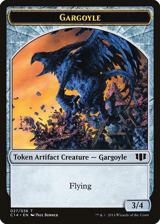 Gargoyle // Elf Warrior Double-Sided Token [Commander 2014 Tokens]-1