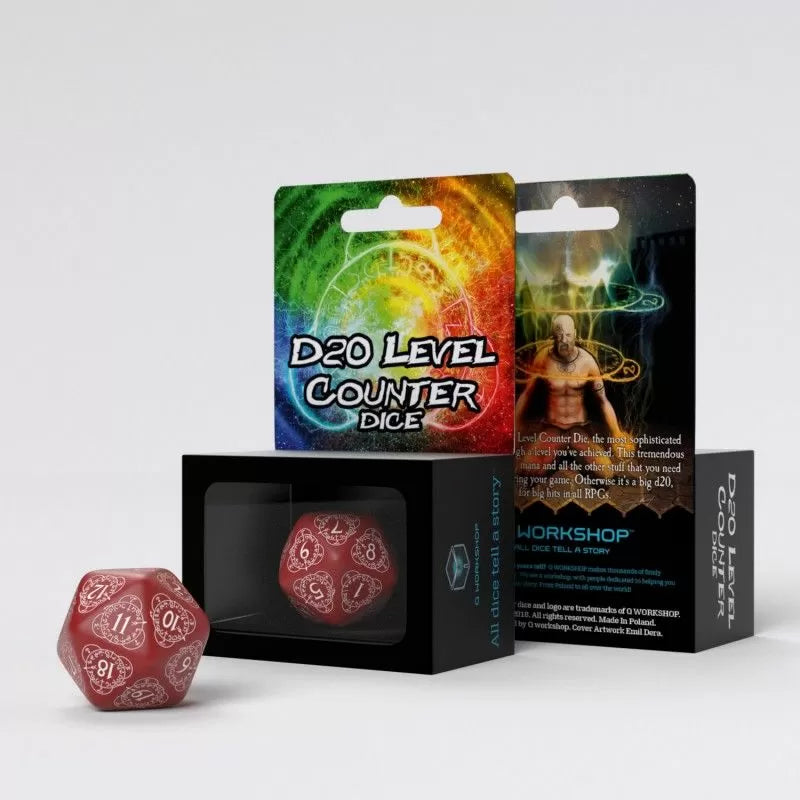 Q Workshop D20 Red & White Card Game Level Counter-1