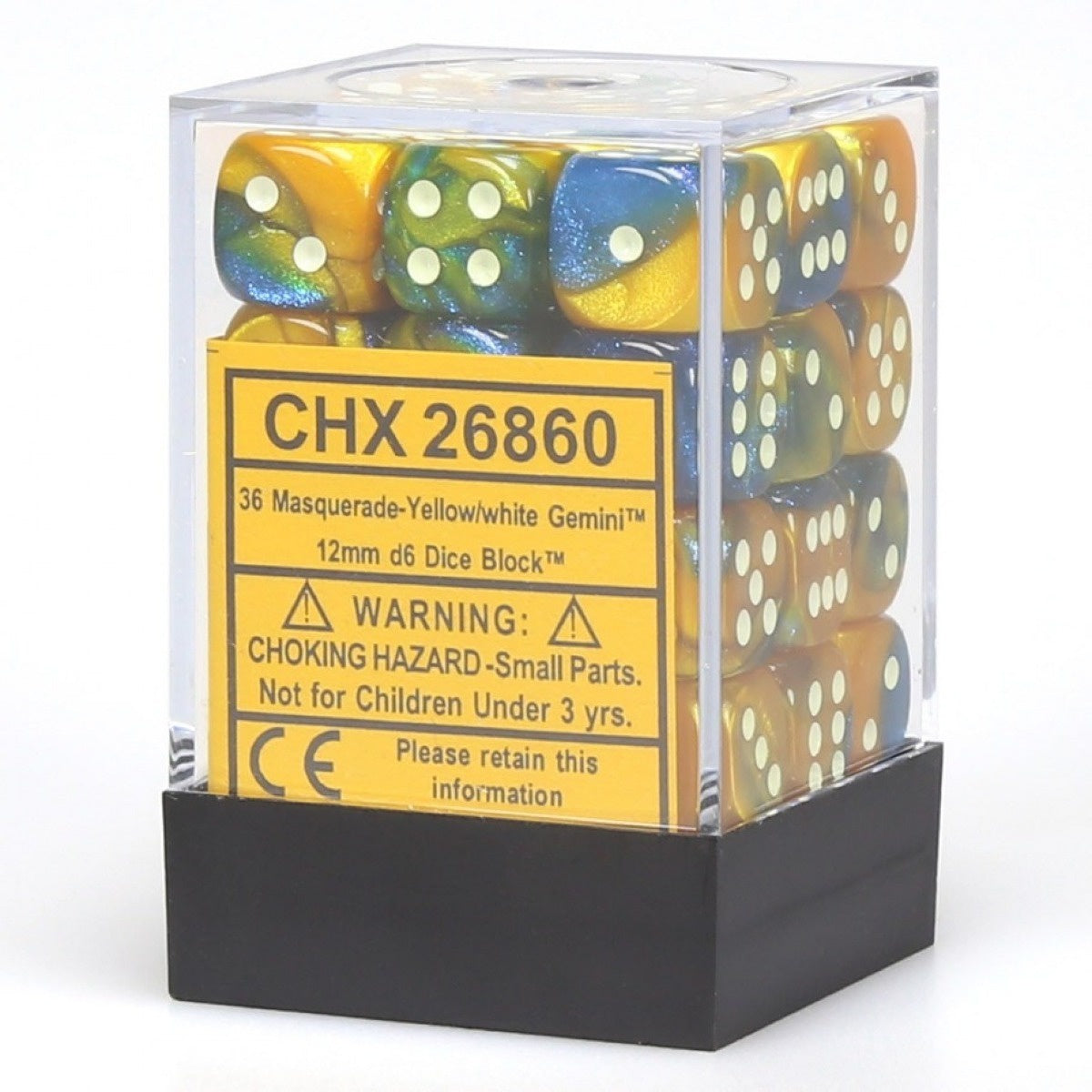 CHX 26860 Gemini 12mm d6 Masquerade Yellow/White Block (36)-1