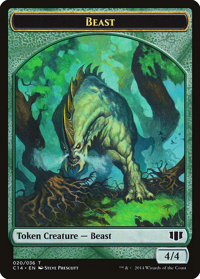 Elf Druid // Beast (020/036) Double-Sided Token [Commander 2014 Tokens]-2