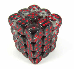 Chessex Dice Sets: Smoke/Red Translucent 12mm d6 (36)-1