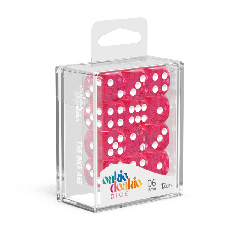 Oakie Doakie Dice D6 16 mm Speckled - Pink (12)-1