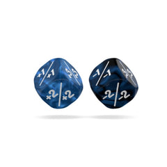 Oakie Doakie Dice D6 Marble / Gemidice Positive & Negative 12mm Blue (14)-1