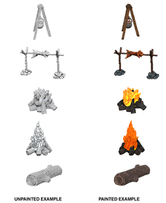 WizKids Deep Cuts Unpainted Miniatures Camp Fire & Sitting Log-1